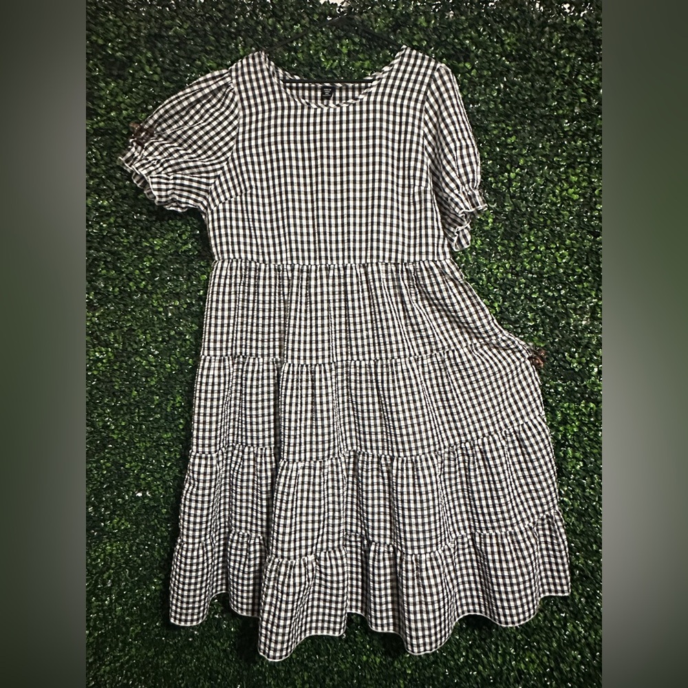 SHEIN Black and White Checkered Dress